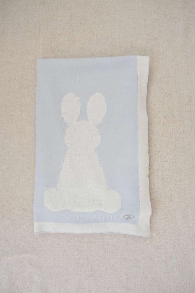 Cobija con Conejo Azul Bebé